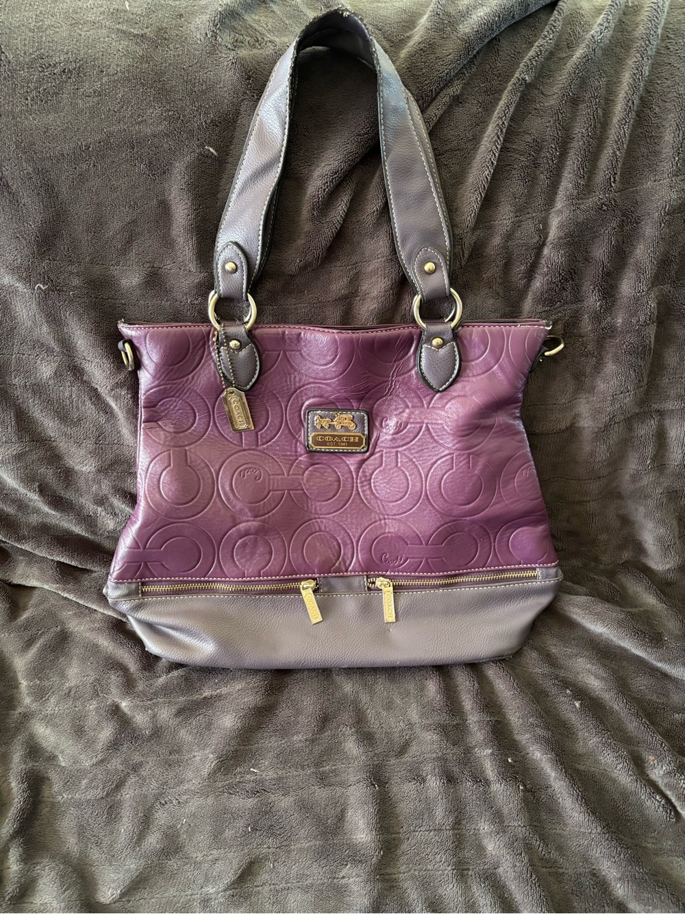 Coach Women's Plum Leather Purse